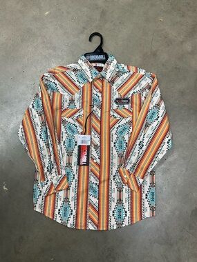 Rock & Roll Boys' Turquoise & Orange Aztec Button-Down Shirt